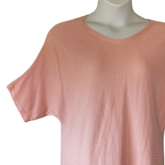 Talbots Pink Cotton Knit Pullover Textured Rib Jewel Neck Dolman Sleeve XL - Picture 2 of 6